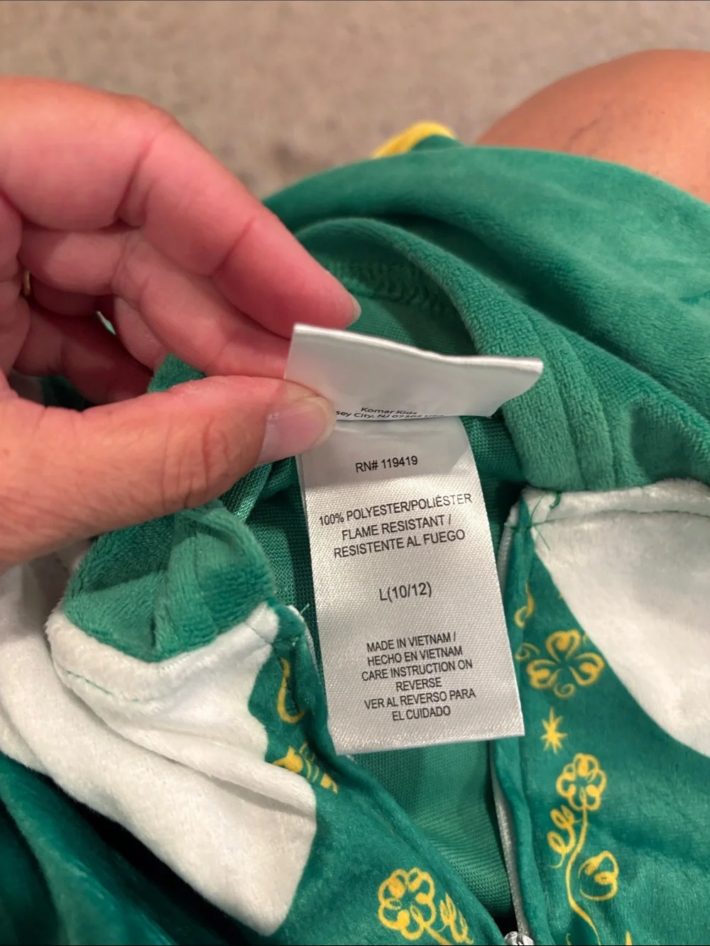 Kids Green Elf pjs  with Hood 10/12